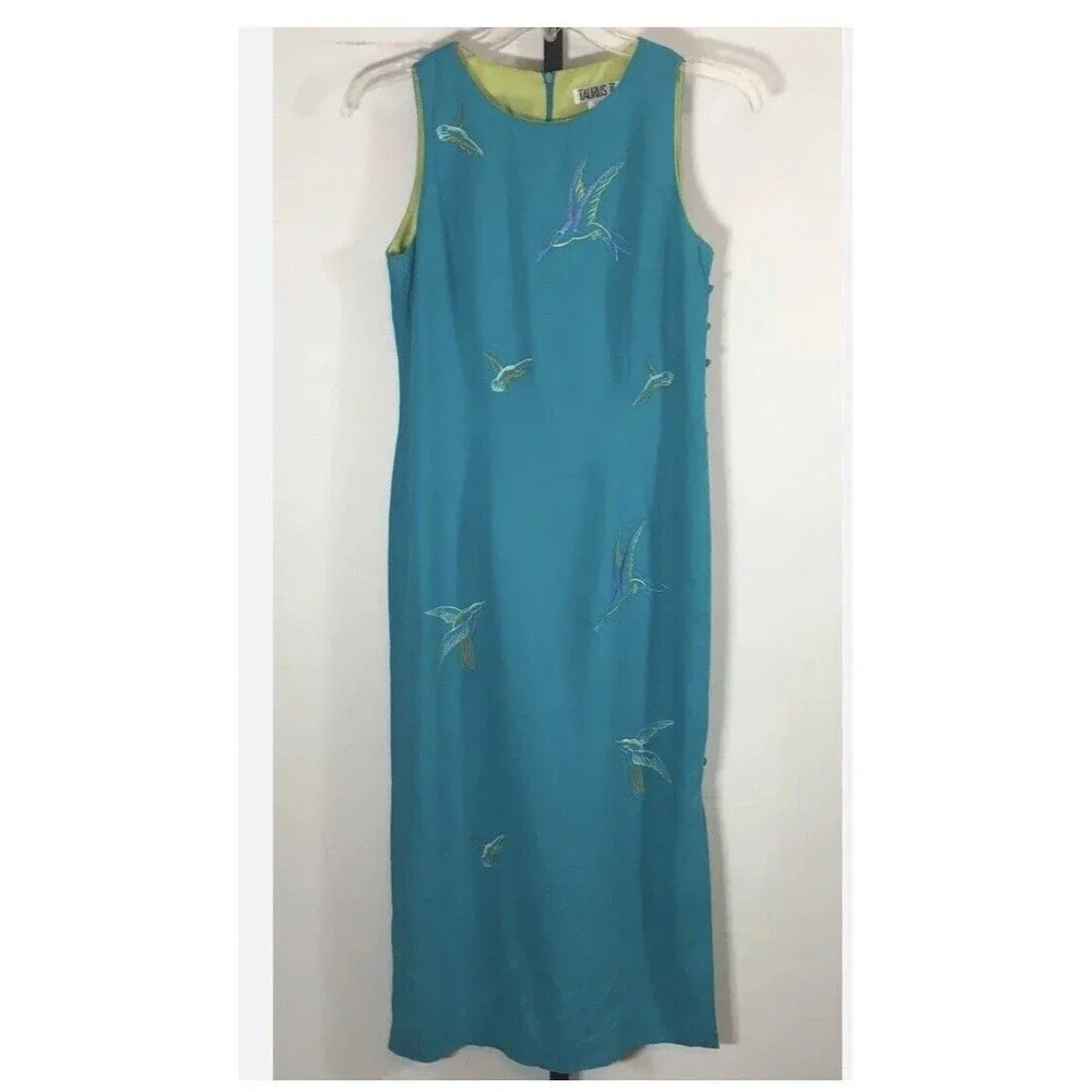Donna Morgan Vintage Floral Embroidered Maxi Linen Dress Women’s 16 - Picture 15 of 16